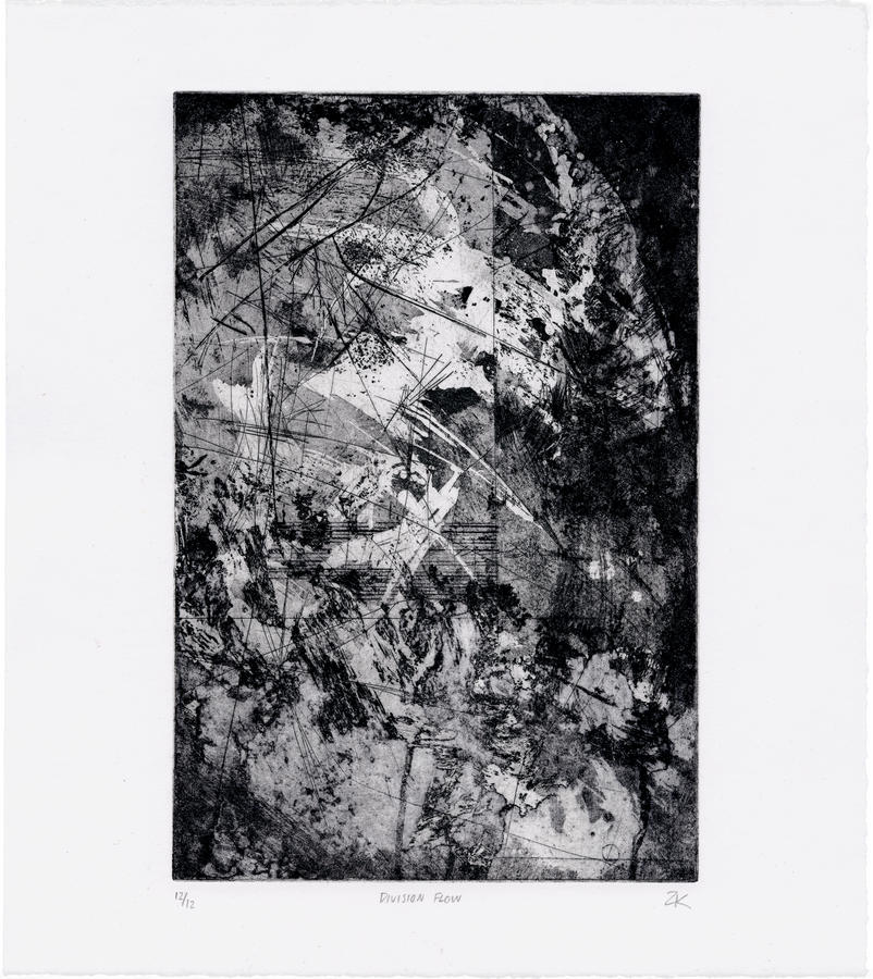 Division Flow (2025) etching with aquatint and open bite
