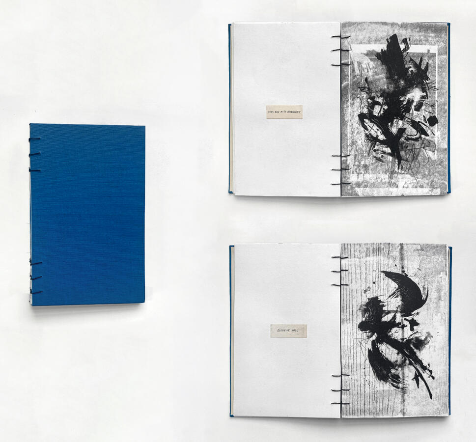 Wall Adornments (2025) artist&#39;s book; stone lithograph and acetone transfer