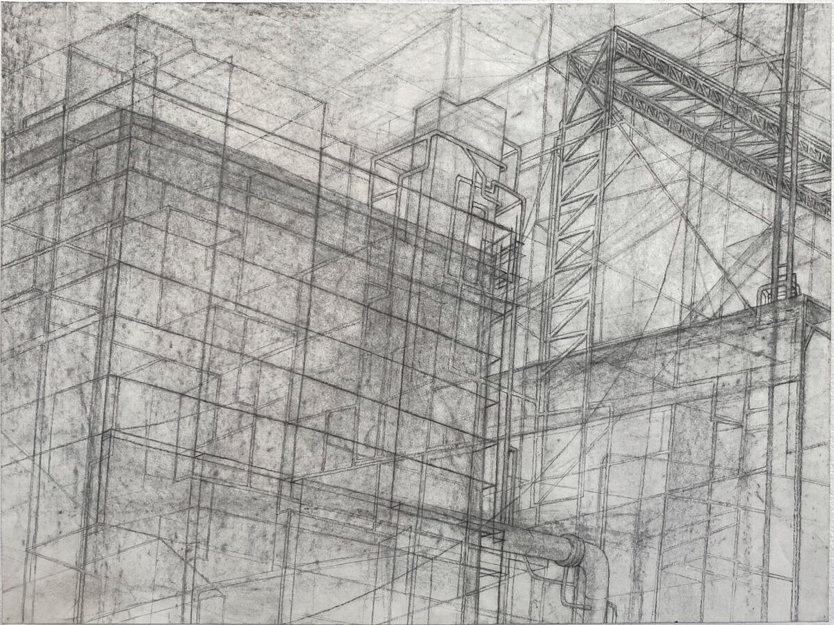 Untitled Dissolvement (2024) 24 in. charcoal on paper